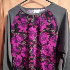 LuLaRoe Purple Floral Top with Gray Accents